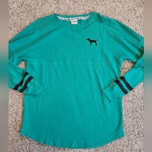 Victorias Secret PINK Green Logo Sweatshirt Tag Sz XS  Medium Fit